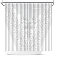 Peniamina Gospel Day Niue Shower Curtain Cross Dove Hiapo Pattern White LT14 White - Polynesian Pride