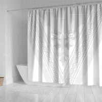 Peniamina Gospel Day Niue Shower Curtain Cross Dove Hiapo Pattern White LT14 - Polynesian Pride