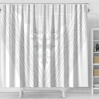 Peniamina Gospel Day Niue Shower Curtain Cross Dove Hiapo Pattern White LT14 - Polynesian Pride