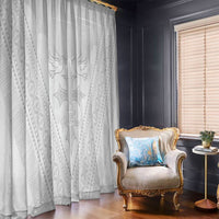 Peniamina Gospel Day Niue Window Curtain Cross Dove Hiapo Pattern White LT14 - Polynesian Pride