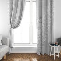 Peniamina Gospel Day Niue Window Curtain Cross Dove Hiapo Pattern White LT14 - Polynesian Pride