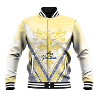 Peniamina Gospel Day Niue Baseball Jacket Cross Dove Hiapo Pattern Yellow LT14 Unisex Yellow - Polynesian Pride