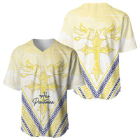 Peniamina Gospel Day Niue Baseball Jersey Cross Dove Hiapo Pattern Yellow LT14 - Polynesian Pride