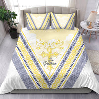 Peniamina Gospel Day Niue Bedding Set Cross Dove Hiapo Pattern Yellow LT14 - Polynesian Pride