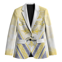 Peniamina Gospel Day Niue Blazer Cross Dove Hiapo Pattern Yellow LT14 Unisex Yellow - Polynesian Pride