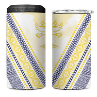 Peniamina Gospel Day Niue 4 in 1 Can Cooler Tumbler Cross Dove Hiapo Pattern Yellow LT14 One Size: 16 oz Yellow - Polynesian Pride