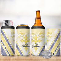 Peniamina Gospel Day Niue 4 in 1 Can Cooler Tumbler Cross Dove Hiapo Pattern Yellow LT14 - Polynesian Pride