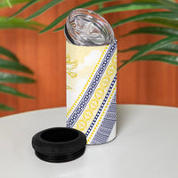 Peniamina Gospel Day Niue 4 in 1 Can Cooler Tumbler Cross Dove Hiapo Pattern Yellow LT14 - Polynesian Pride