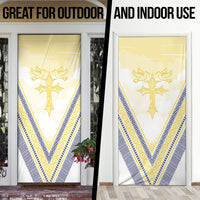 Peniamina Gospel Day Niue Door Cover Cross Dove Hiapo Pattern Yellow LT14 - Polynesian Pride