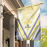 Peniamina Gospel Day Niue Garden Flag Cross Dove Hiapo Pattern Yellow LT14 House Flag Yellow - Polynesian Pride