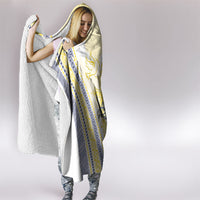 Peniamina Gospel Day Niue Hooded Blanket Cross Dove Hiapo Pattern Yellow LT14 - Polynesian Pride