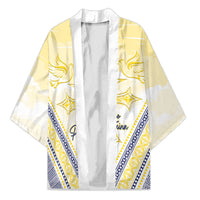 Peniamina Gospel Day Niue Kimono Cross Dove Hiapo Pattern Yellow LT14 Unisex Yellow - Polynesian Pride