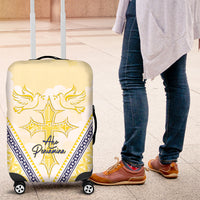 Peniamina Gospel Day Niue Luggage Cover Cross Dove Hiapo Pattern Yellow LT14 Yellow - Polynesian Pride