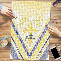 Peniamina Gospel Day Niue Puzzle Cross Dove Hiapo Pattern Yellow LT14 Yellow - Polynesian Pride