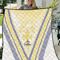Peniamina Gospel Day Niue Quilt Cross Dove Hiapo Pattern Yellow LT14 Yellow - Polynesian Pride