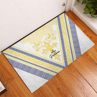 Peniamina Gospel Day Niue Rubber Doormat Cross Dove Hiapo Pattern Yellow LT14 - Polynesian Pride