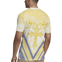 Peniamina Gospel Day Niue Rugby Jersey Cross Dove Hiapo Pattern Yellow LT14 - Polynesian Pride