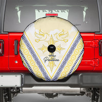 Peniamina Gospel Day Niue Spare Tire Cover Cross Dove Hiapo Pattern Yellow LT14 - Polynesian Pride