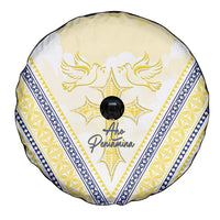 Peniamina Gospel Day Niue Spare Tire Cover Cross Dove Hiapo Pattern Yellow LT14 - Polynesian Pride