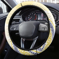 Peniamina Gospel Day Niue Steering Wheel Cover Cross Dove Hiapo Pattern Yellow LT14 - Polynesian Pride