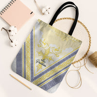 Peniamina Gospel Day Niue Tote Bag Cross Dove Hiapo Pattern Yellow LT14 Black Strap One Size Yellow - Polynesian Pride