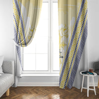 Peniamina Gospel Day Niue Window Curtain Cross Dove Hiapo Pattern Yellow LT14 - Polynesian Pride