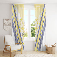 Peniamina Gospel Day Niue Window Curtain Cross Dove Hiapo Pattern Yellow LT14 - Polynesian Pride