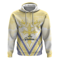Peniamina Gospel Day Niue Zip Hoodie Cross Dove Hiapo Pattern Yellow LT14 Pullover Hoodie Yellow - Polynesian Pride
