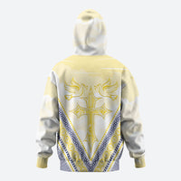 Peniamina Gospel Day Niue Zip Hoodie Cross Dove Hiapo Pattern Yellow LT14 - Polynesian Pride