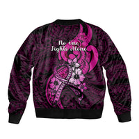 Polynesia Breast Cancer Awareness Bomber Jacket Think Pink Polynesian Ribbon Black Version LT14 - Polynesian Pride