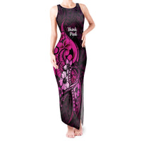 Polynesia Breast Cancer Awareness Tank Maxi Dress Think Pink Polynesian Ribbon Black Version LT14 Women Pink - Polynesian Pride