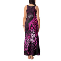 Polynesia Breast Cancer Awareness Tank Maxi Dress Think Pink Polynesian Ribbon Black Version LT14 - Polynesian Pride
