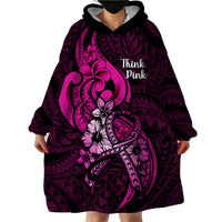 Polynesia Breast Cancer Awareness Wearable Blanket Hoodie Think Pink Polynesian Ribbon Black Version LT14 - Polynesian Pride