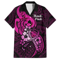 Personalised Polynesia Breast Cancer Awareness Hawaiian Shirt Think Pink Polynesian Ribbon Black Version LT14 Pink - Polynesian Pride