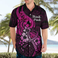 Personalised Polynesia Breast Cancer Awareness Hawaiian Shirt Think Pink Polynesian Ribbon Black Version LT14 - Polynesian Pride