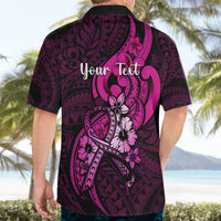 Personalised Polynesia Breast Cancer Awareness Hawaiian Shirt Think Pink Polynesian Ribbon Black Version LT14 - Polynesian Pride