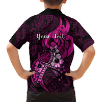 Personalised Polynesia Breast Cancer Awareness Hawaiian Shirt Think Pink Polynesian Ribbon Black Version LT14 - Polynesian Pride