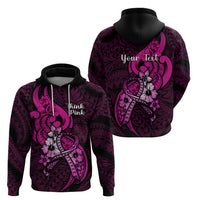 Personalised Polynesia Breast Cancer Awareness Hoodie Think Pink Polynesian Ribbon Black Version LT14 - Polynesian Pride