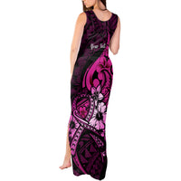Personalised Polynesia Breast Cancer Awareness Tank Maxi Dress Think Pink Polynesian Ribbon Black Version LT14 - Polynesian Pride