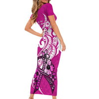 polynesia-breast-cancer-awareness-family-matching-short-sleeve-bodycon-dress-and-hawaiian-shirt-think-pink-polynesian-ribbon-white-version