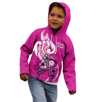 Polynesia Breast Cancer Awareness Kid Hoodie Think Pink Polynesian Ribbon White Version LT14 - Polynesian Pride