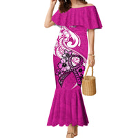Polynesia Breast Cancer Awareness Mermaid Dress Think Pink Polynesian Ribbon White Version LT14 Women Pink - Polynesian Pride