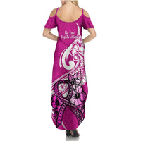 Polynesia Breast Cancer Awareness Summer Maxi Dress Think Pink Polynesian Ribbon White Version LT14 - Polynesian Pride