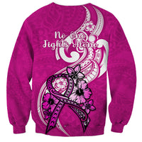 Polynesia Breast Cancer Awareness Sweatshirt Think Pink Polynesian Ribbon White Version LT14 - Polynesian Pride