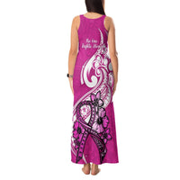 Polynesia Breast Cancer Awareness Tank Maxi Dress Think Pink Polynesian Ribbon White Version LT14 - Polynesian Pride