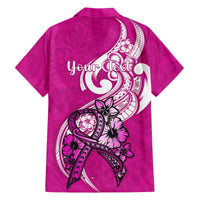 Personalised Polynesia Breast Cancer Awareness Hawaiian Shirt Think Pink Polynesian Ribbon White Version LT14 - Polynesian Pride