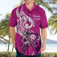Personalised Polynesia Breast Cancer Awareness Hawaiian Shirt Think Pink Polynesian Ribbon White Version LT14 - Polynesian Pride