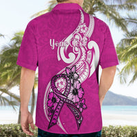 Personalised Polynesia Breast Cancer Awareness Hawaiian Shirt Think Pink Polynesian Ribbon White Version LT14 - Polynesian Pride