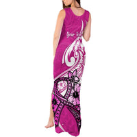 Personalised Polynesia Breast Cancer Awareness Tank Maxi Dress Think Pink Polynesian Ribbon White Version LT14 - Polynesian Pride