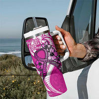 Polynesia Breast Cancer Awareness Tumbler With Handle Think Pink Polynesian Ribbon White Version LT14 - Polynesian Pride